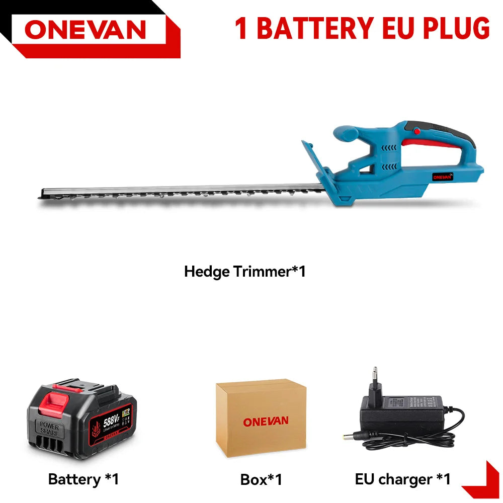 ONEVAN 20Inch 20000RPM Electric Hedge Trimmer 3000W Cordless Garden Landscaping Hedge Pruner Trimmer Power Tool For 21V Battery